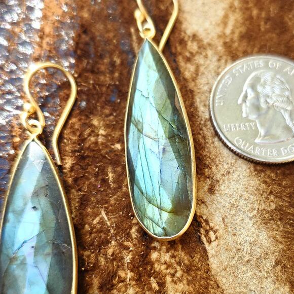 Labradorite Faceted Gold Filled Lg. Teardrop Earrings - Picture 6 of 6